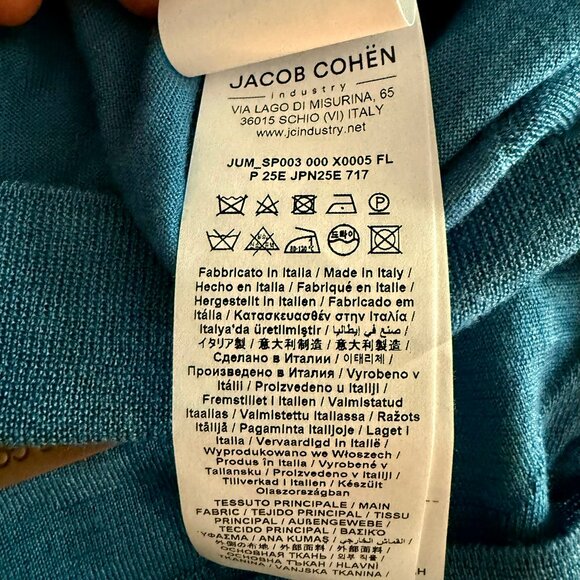 Jacob Cohën Luxury Wool & Silk Polo Shirt Men's Teal Blue, Italy, $492RT, Size S - Picture 6 of 11